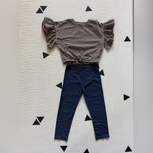 Jessica Simpson|Baby girl/toddler outfit,striped ruffle blouse & leggings•••4T